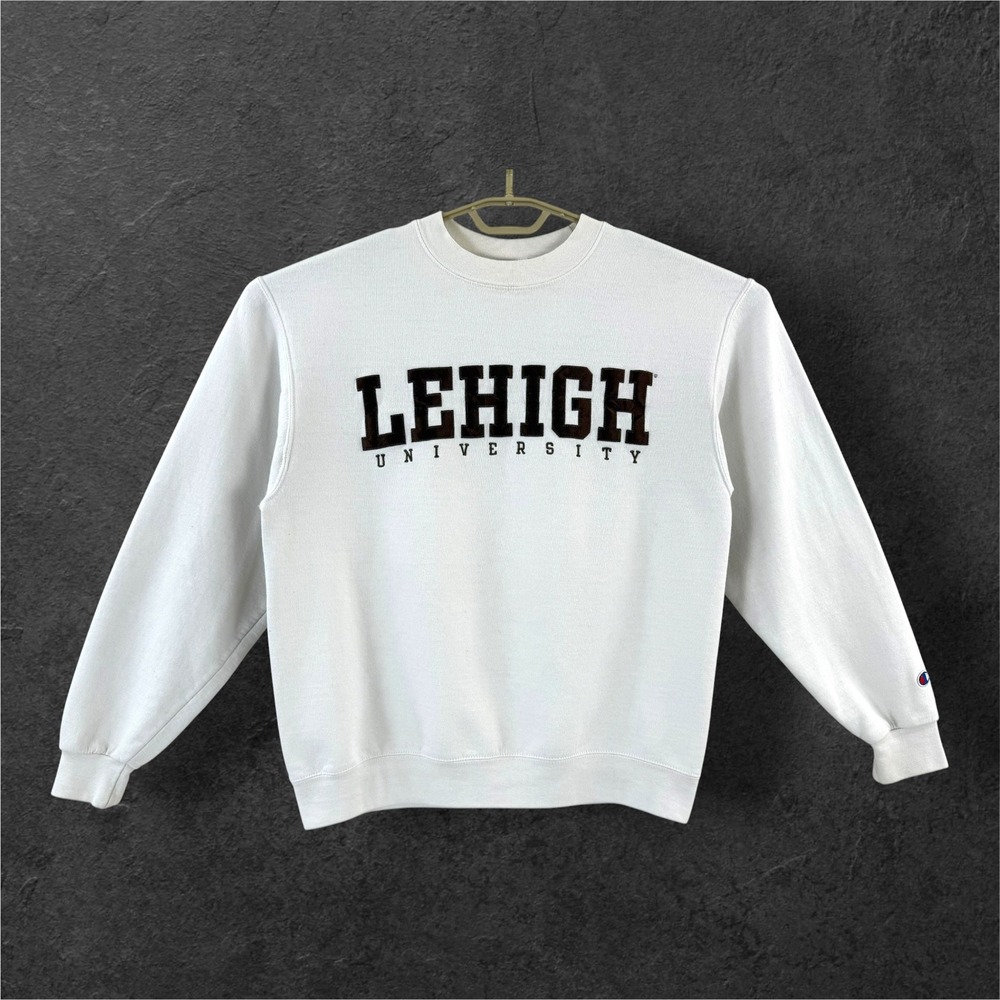 Champion Lehigh University Sweatshirt Mens Medium White CS1220 Crewneck Pullover